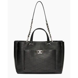 Rebecca Minkoff Je T’aime Work Tote Shoulder Bag Black Diamond Stitched Leather